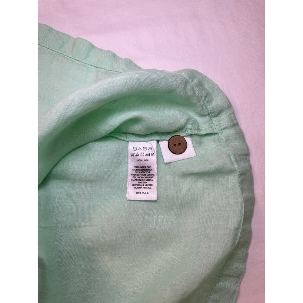 C&C California Women’s Blouse Mint Green 100% Linen Women’s Large Lagenlook - Picture 9 of 12